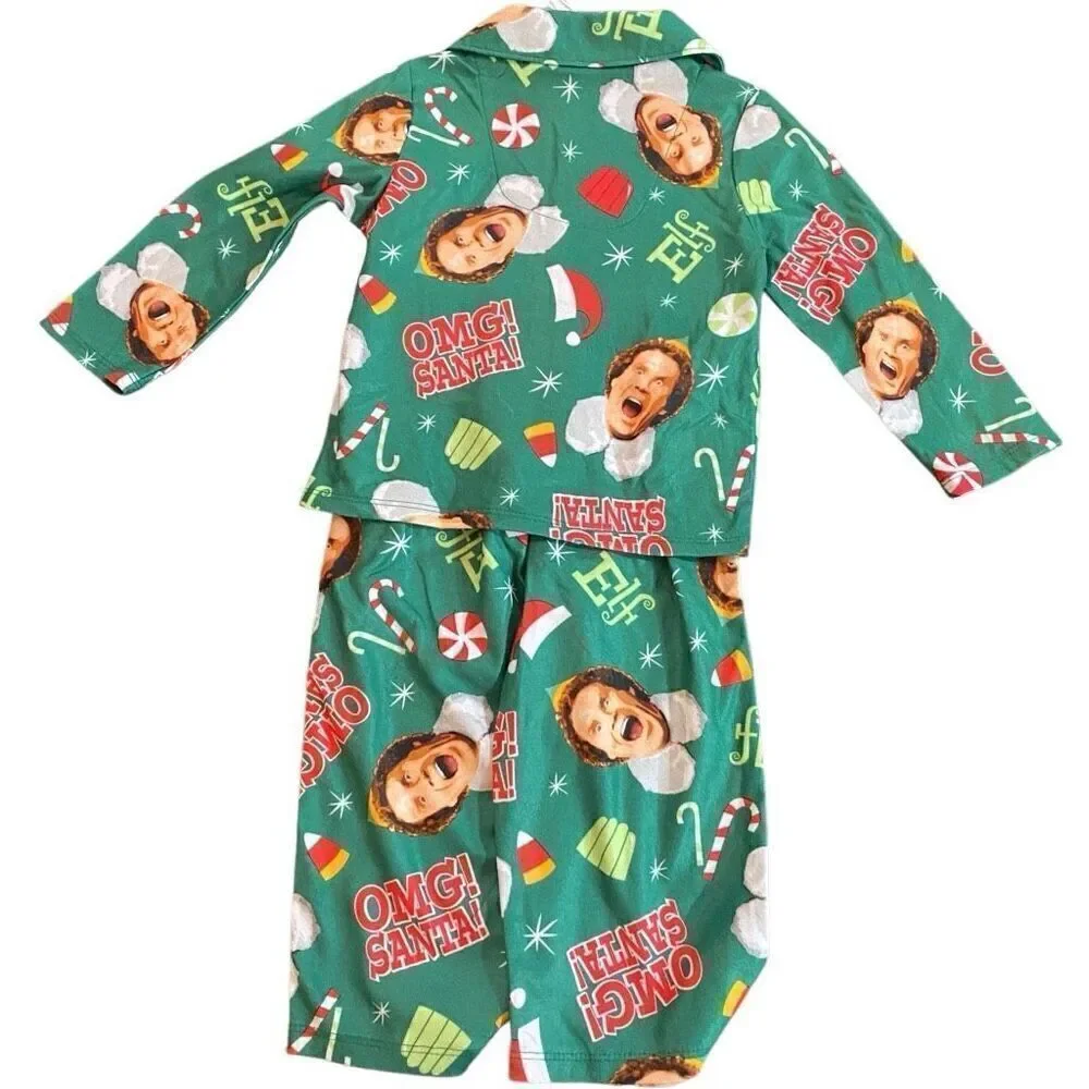 Elf NWT size 2T button up shirt and pant set green red